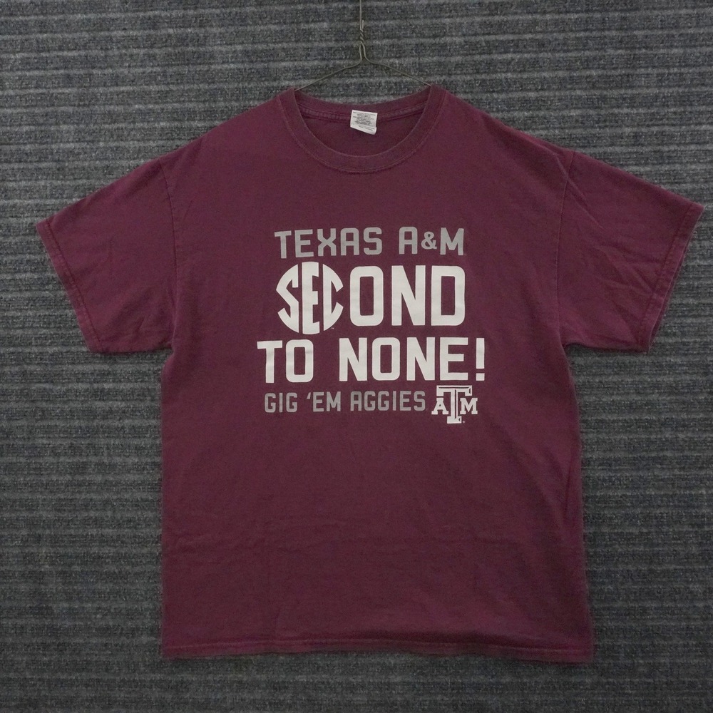 Gildan Texas A&M Aggies T Shirt Adult Large Maroon SEC Second To None Graphic